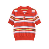 Color blocking striped knit sweater+skirt set for women - V.I.P Digital Presence