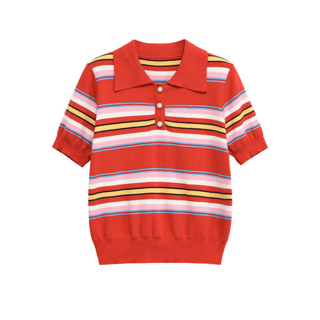 Color blocking striped knit sweater+skirt set for women - V.I.P Digital Presence