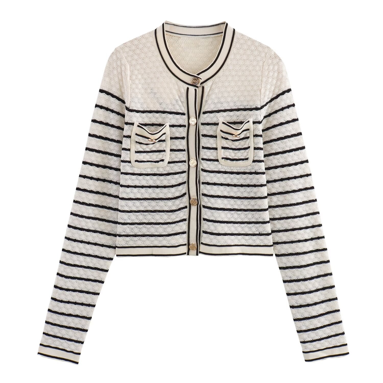 Color blocking striped women's knitted sweater top+striped hollow knitted skirt set for women - V.I.P Digital Presence