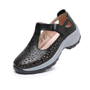 Comfortable flat heeled women's shoes with laser cut holes in the cowhide toe layer sandals with soft low and oversized shoes - V.I.P Digital Presence