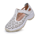 Comfortable flat heeled women's shoes with laser cut holes in the cowhide toe layer sandals with soft low and oversized shoes - V.I.P Digital Presence