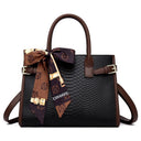 Commuting style women's bag genuine leather embossed snakeskin pattern contrasting color briefcase for women - V.I.P Digital Presence