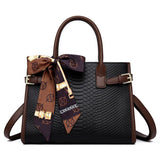 Commuting style women's bag genuine leather embossed snakeskin pattern contrasting color briefcase for women - V.I.P Digital Presence