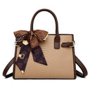 Commuting style women's bag genuine leather embossed snakeskin pattern contrasting color briefcase for women - V.I.P Digital Presence