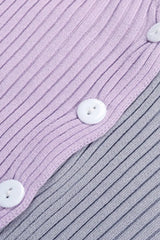 Contrast Button Up Long Sleeve Cardigan - V.I.P Digital Presence