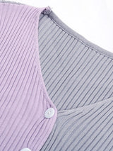 Contrast Button Up Long Sleeve Cardigan - V.I.P Digital Presence