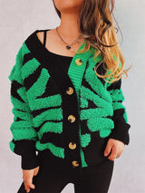 Contrast Button Up Long Sleeve Cardigan - V.I.P Digital Presence