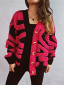 Contrast Button Up Long Sleeve Cardigan - V.I.P Digital Presence