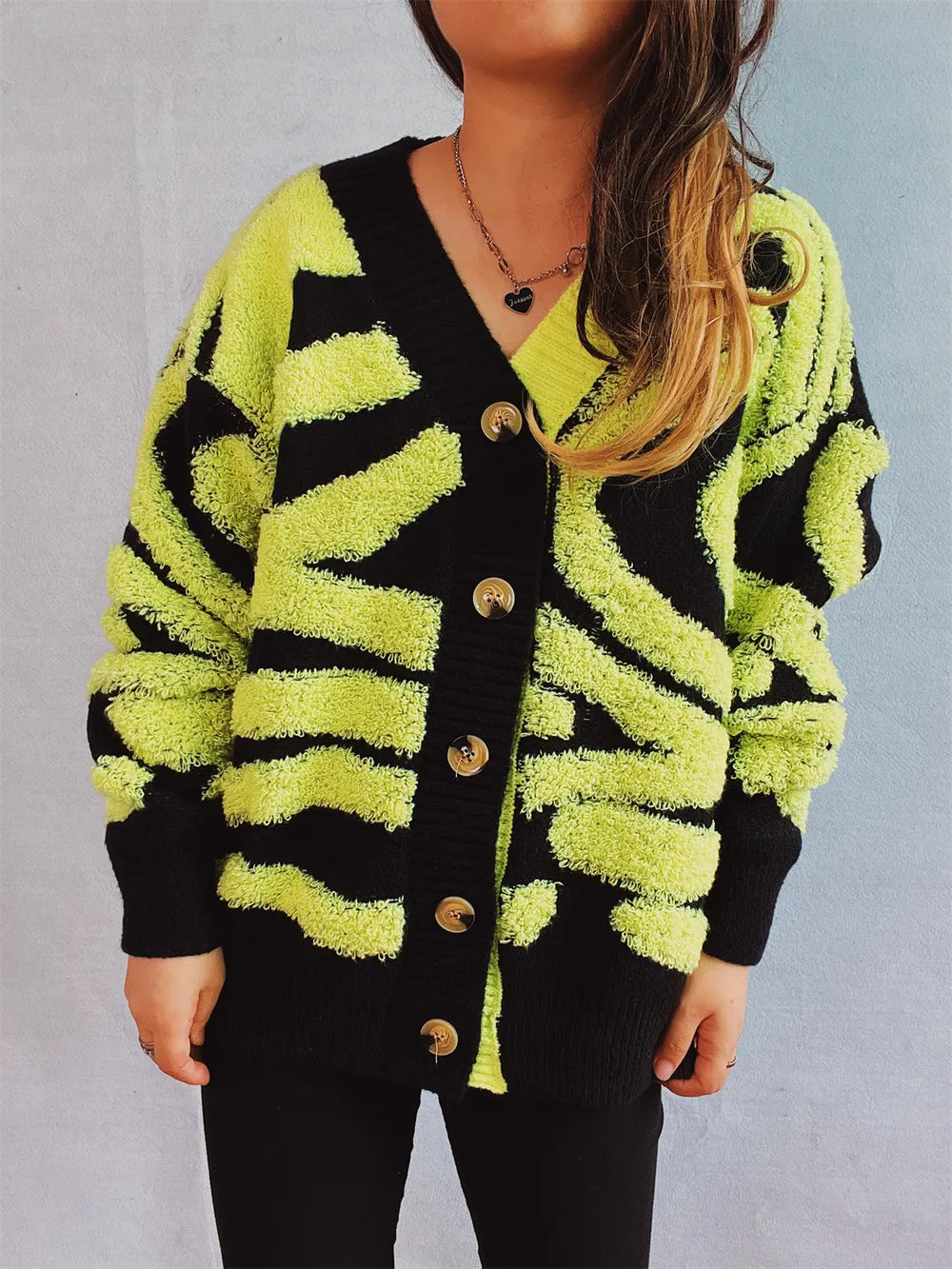 Contrast Button Up Long Sleeve Cardigan - V.I.P Digital Presence