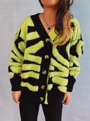 Contrast Button Up Long Sleeve Cardigan - V.I.P Digital Presence