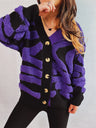 Contrast Button Up Long Sleeve Cardigan - V.I.P Digital Presence