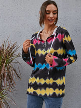 Contrast Quarter Zip Dropped Shoulder Hoodie - V.I.P Digital Presence