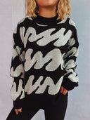 Contrast Round Neck Long Sleeve Sweater - V.I.P Digital Presence
