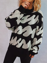 Contrast Round Neck Long Sleeve Sweater - V.I.P Digital Presence