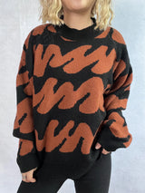 Contrast Round Neck Long Sleeve Sweater - V.I.P Digital Presence