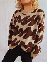 Contrast Round Neck Long Sleeve Sweater - V.I.P Digital Presence