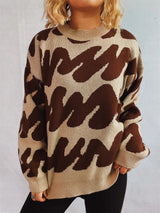 Contrast Round Neck Long Sleeve Sweater - V.I.P Digital Presence