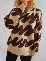 Contrast Round Neck Long Sleeve Sweater - V.I.P Digital Presence