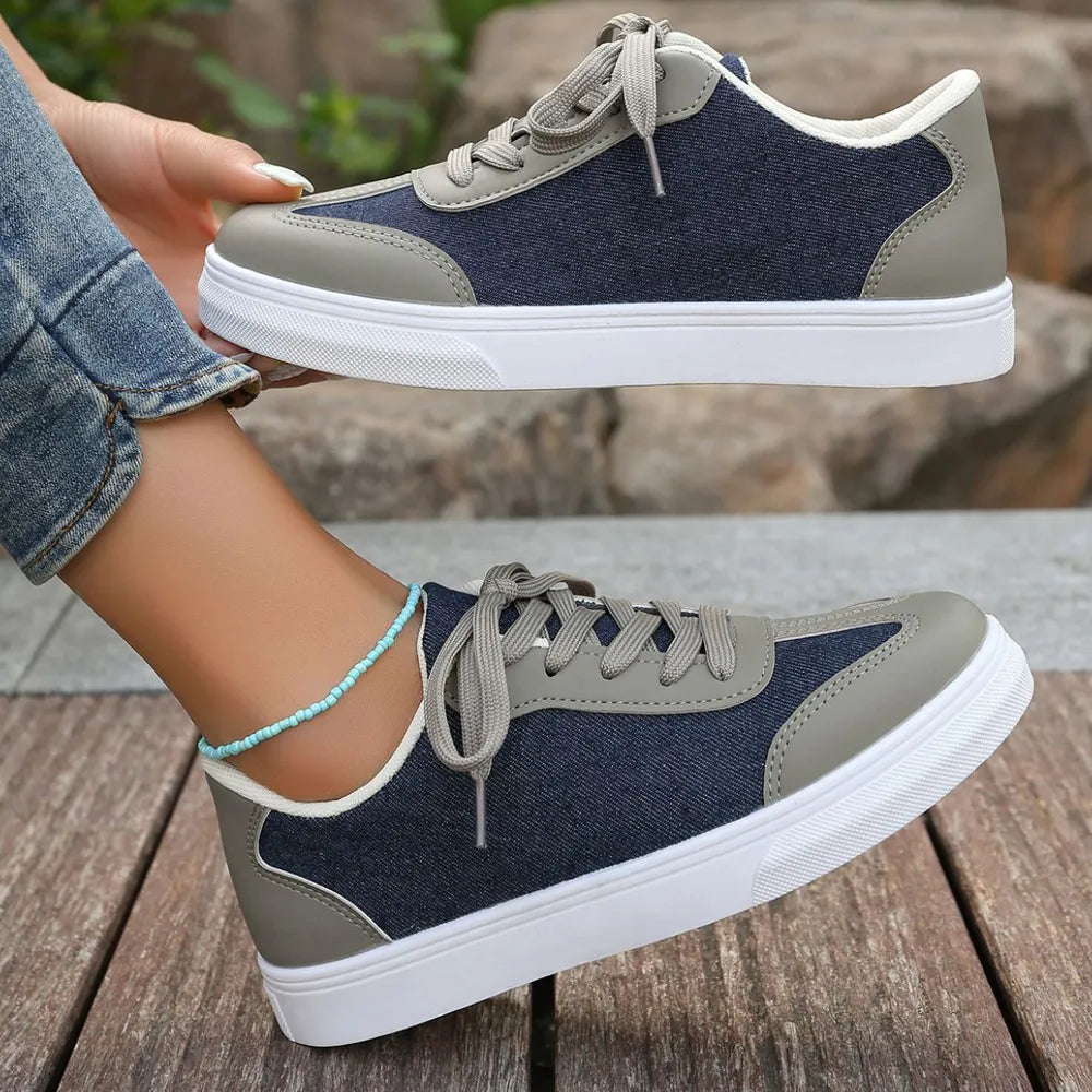 Contrast Round Toe Lace Up Sneakers - V.I.P Digital Presence