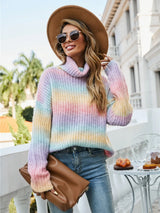 Contrast Turtleneck Dropped Shoulder Sweater - V.I.P Digital Presence