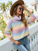 Contrast Turtleneck Dropped Shoulder Sweater - V.I.P Digital Presence