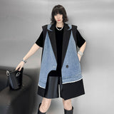 Cowboy patchwork suit vest women's irregular fashion vest jacket - V.I.P Digital Presence