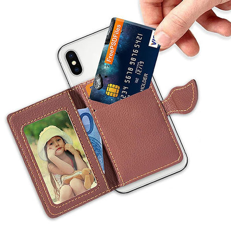 Creative PU leather Phone Wallet Case Women Men Credit Card Holder Pocket Stick 3M Adhesive Fashion Mobile Phone Card Holder - V.I.P Digital Presence