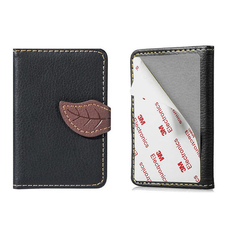 Creative PU leather Phone Wallet Case Women Men Credit Card Holder Pocket Stick 3M Adhesive Fashion Mobile Phone Card Holder - V.I.P Digital Presence