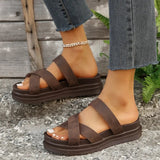 Crisscross PU Leather Flat Sandals - V.I.P Digital Presence