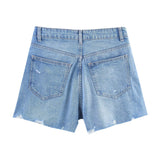 Cross waisted A-line denim straight shorts for women - V.I.P Digital Presence