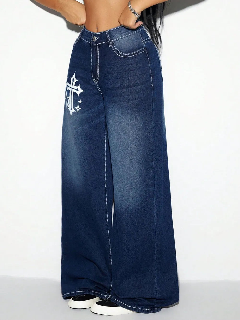 Cross Wide Leg Jeans - V.I.P Digital Presence