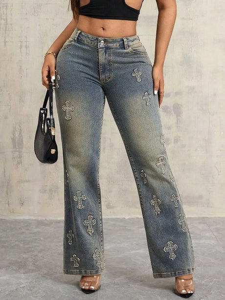 Cross Wide Leg Jeans with Pockets - V.I.P Digital Presence