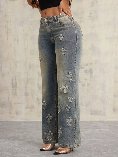 Cross Wide Leg Jeans with Pockets - V.I.P Digital Presence