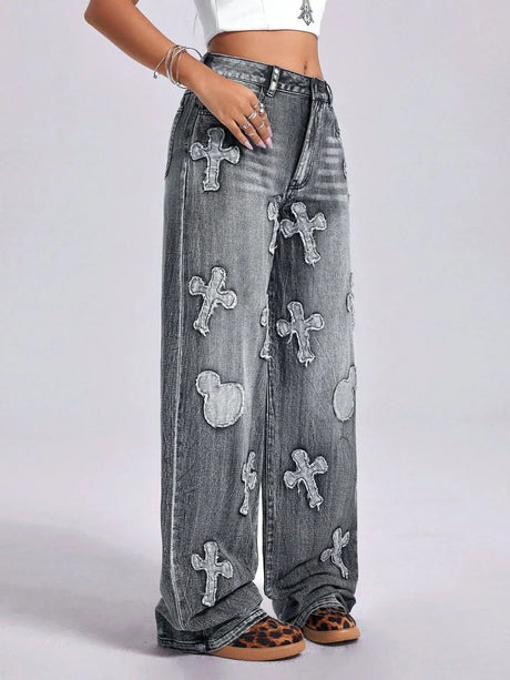 Cross Wide Leg Jeans with Pockets - V.I.P Digital Presence