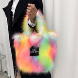 Crossbody Tote Bag Imitation Raccoon Fur Grass Plush Large Capacity Tote Bag Personalized Retro - V.I.P Digital Presence