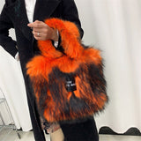 Crossbody Tote Bag Imitation Raccoon Fur Grass Plush Large Capacity Tote Bag Personalized Retro - V.I.P Digital Presence