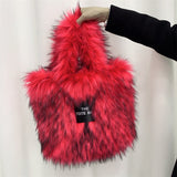 Crossbody Tote Bag Imitation Raccoon Fur Grass Plush Large Capacity Tote Bag Personalized Retro - V.I.P Digital Presence