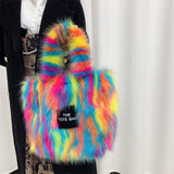 Crossbody Tote Bag Imitation Raccoon Fur Grass Plush Large Capacity Tote Bag Personalized Retro - V.I.P Digital Presence