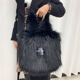 Crossbody Tote Bag Imitation Raccoon Fur Grass Plush Large Capacity Tote Bag Personalized Retro - V.I.P Digital Presence