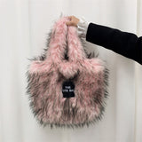 Crossbody Tote Bag Imitation Raccoon Fur Grass Plush Large Capacity Tote Bag Personalized Retro - V.I.P Digital Presence