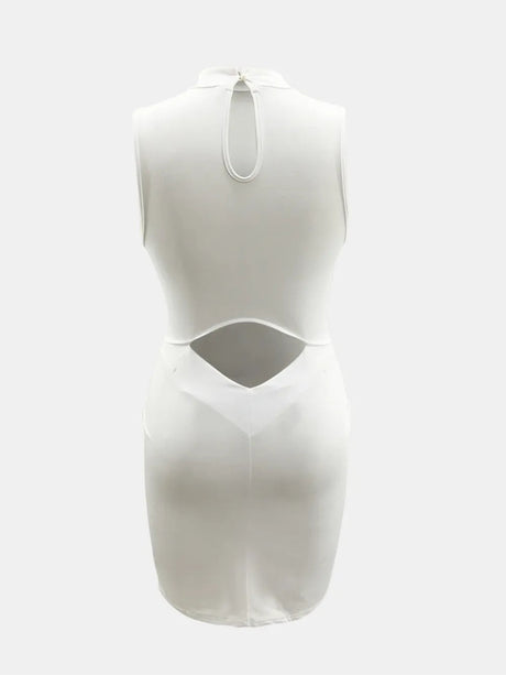 Cutout Mock Neck Sleeveless Dress - V.I.P Digital Presence