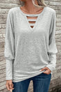 Cutout Round Neck Long Sleeve T-Shirt - V.I.P Digital Presence