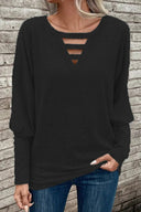 Cutout Round Neck Long Sleeve T-Shirt - V.I.P Digital Presence