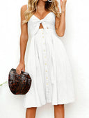 Cutout Smocked Sweetheart Neck Cami Dress - V.I.P Digital Presence