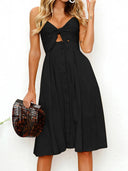 Cutout Smocked Sweetheart Neck Cami Dress - V.I.P Digital Presence