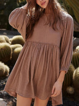 Cutout Textured Long Sleeve Mini Dress - V.I.P Digital Presence