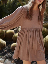 Cutout Textured Long Sleeve Mini Dress - V.I.P Digital Presence