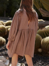 Cutout Textured Long Sleeve Mini Dress - V.I.P Digital Presence