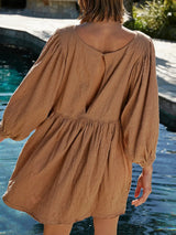 Cutout Textured Long Sleeve Mini Dress - V.I.P Digital Presence