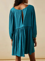 Cutout Textured Long Sleeve Mini Dress - V.I.P Digital Presence